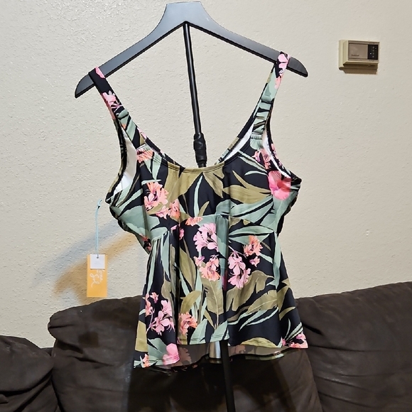 NWT Kona Sol Tropical Floral Women's Swim Top - Picture 4 of 10